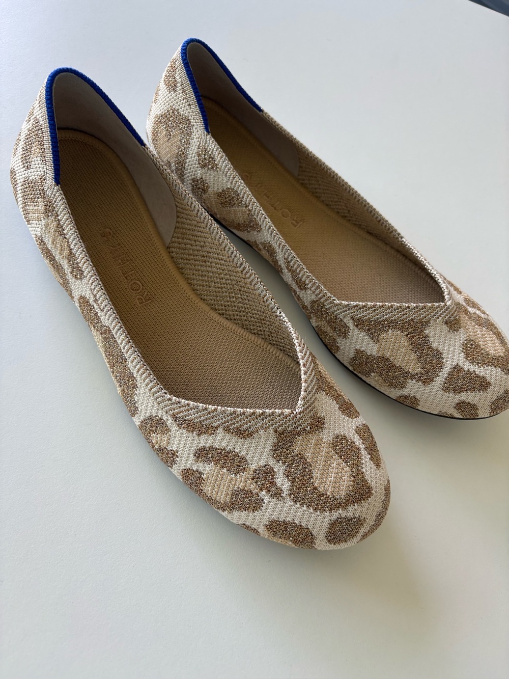Rothy’s Shimmer Desert Cat Women’s Ballet Flats in Beige Gold Size 8.5 - Picture 2 of 11